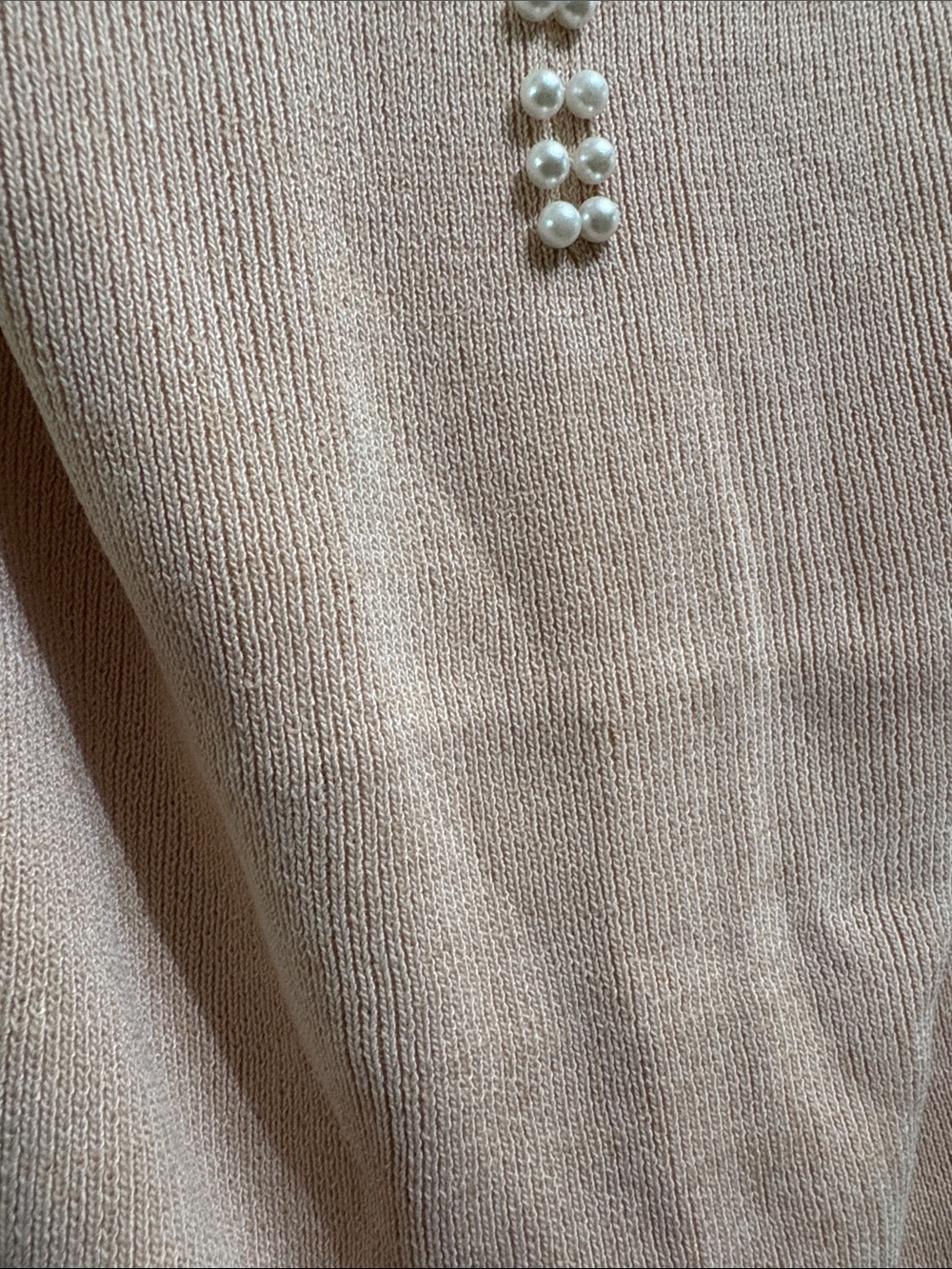Pearl-Trim Nude Pink Mini Dress - Picture 4 of 6